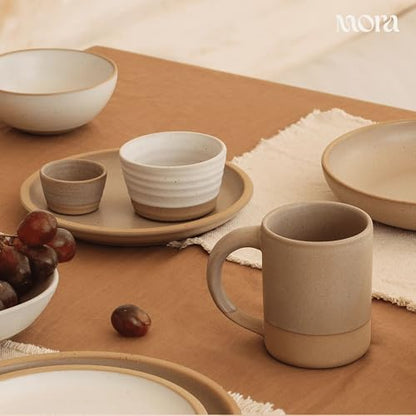 MORA Medium Plates Set of 4, 8.5 inch Ceramic Pottery Salad Plates - Microwave, Oven and Dishwasher Safe - Harvest - color: Harvest