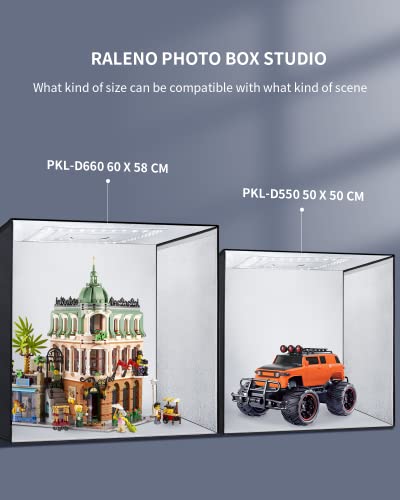 RALENO Photo Studio Light Box, 24''X24'' Large Light Tent, Photo Light Box Photography (65W | 156pcs LED | 5500K | 97CRI | 6 Color PVC Backdrops | DC Power Adapter) for Product Photography - size: 24*24 inch