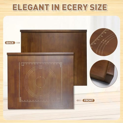 24" x 20" Reversible Wooden Pastry Board Wood Pasta Board with Lip Bread Board Cutting Board Chopping Board Pie Board with Engraved Ruler for Counter Top Kitchen-Brown - color: Brown