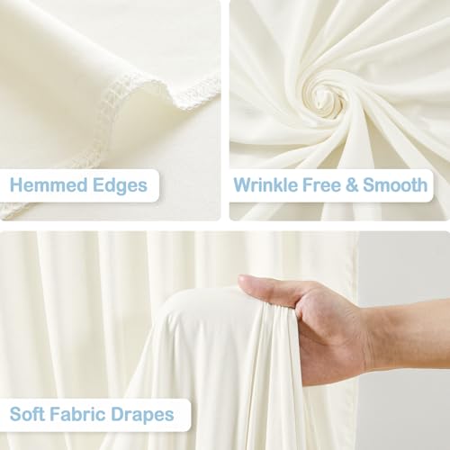 4 Panles Ivory Backdrop Curtains - Wrinkle Free Fabric Backdrop Curtain for Photoshoot, 10FT Wedding Party Photo Backdrop Drapes for Birthday Baby Shower Photography Stage Background Decorations - color: Ivory, size: W4' x H10'(4 panels)