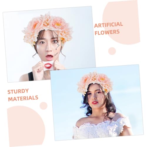 2pcs Floral Headbands and Women, Double-sided Realistic Peony Flower Hair Accessories, Photo Props Hair Decor for Wedding, Party, and Daily Wear