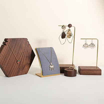 Grey Necklace display stand, Velvet Jewelry necklace display holder for selling, small metal earring neck storage organizer, online jewelry photography props【Grey】 - color: grey