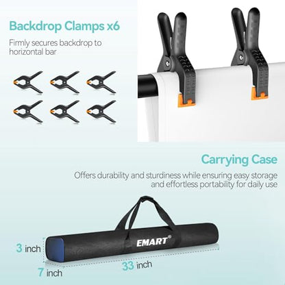 EMART Portable Photography Backdrop Stand Kit 10 x 10 ft with 10 x 15 ft White Backdrop, Adjustable Background Support System for Photo Video Studio, Photoshoot, Party, Live Game, Interviews - size: 10*10ft Stand/10*15ft Backdrop