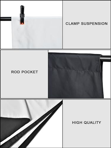 UTEBIT Black White Backdrop Screen 6.5x10ft High Density Polyester Fabric Pure Black and White Photo Backdrop Curtain Screen with 4 Spring Clamps for Photography Photoshoot Portrait Party Video Studio - size: 6.5*10ft
