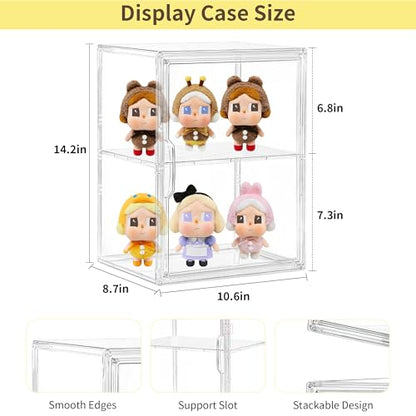 LXLXXL Acrylic Display Case with Removable Shelf Compatible with Labubu POP MART 2 Tier Figure Display Case for Collectibles Cosmetic Clear Acrylic Box - size: 2 Tier -1pcs