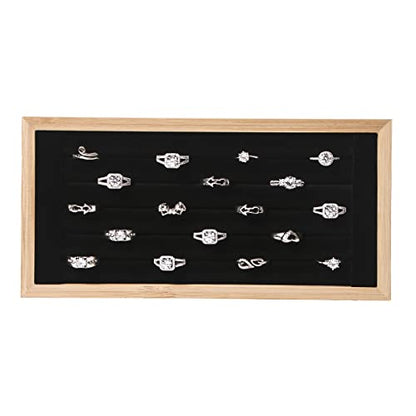 Bamboo Ring Holder,Ring Display Stand,Jewelry Organizer Stand for Rings Earrings Selling (Black) - color: Black