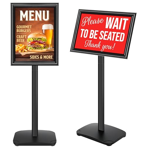 Heavy Duty Sign Holder Stand 11x17 Inch, Pedestal Sign Stand with Weighted Base, Vertical & Horizontal Floor Standing for Display Menu & Posters, Indoor/Outdoor Advertising, Restaurant, Store, Black - color: Black, size: 11x17 in