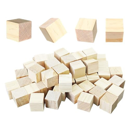 50Pcs 0.78inch Unfinished Natural Wooden Cubes, Square Craft Wood Blocks for DIY Projects, Blank Wood Squares for Art, Building, Personalized Crafts, Wedding Decor, and Creative Displays - size: 2cm
