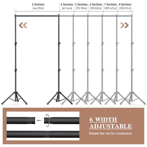 Backdrop Stand 10x7.5ft (WxH), Photo Back Drop Stand for Party, Heavy Duty Background Stand Kit with 6 Clamps and 2 Sandbags