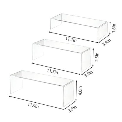 Yieach Large Clear Acrylic Risers Display Stands,6 Pcs Rectangular Display Risers for Funko Pop,Figures,Food,Showcase Collectibles Display Shelf,Retail Desktop Risers Display Stand and Decoration