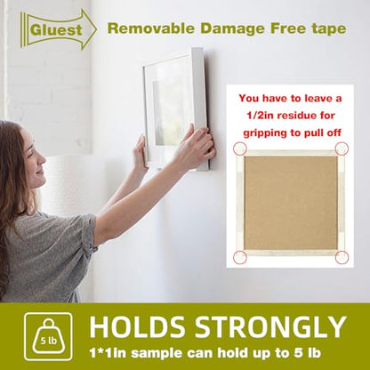 Damage Free Double Sided Tape 3/4in x 20ft, Removable Picture Hanging Strips Residue Free, Heavy Duty Mounting Tape, Wall Adhesive Strips Foam Tape Roller for Poster Carpet Rug Art Craft - size: 3/4in x 20ft