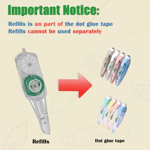CHANGLi 12Pack Refill for Glue Tape,Scrapbooking Supplies, Refillable Adhesive Glue Runner for Gift Wrapping, Photo(Cannot be Used independently) - color: White