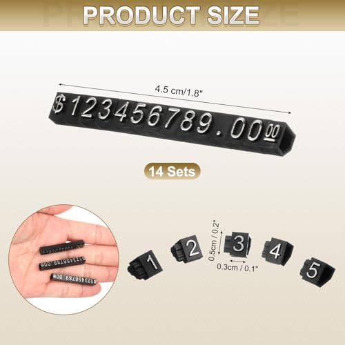 uxcell 14 Set Price Display Cube, Adjustable Price Tag Stand Removable Mini Tag Number Letter Price Dollar Block Kit for Jewelry Retail Shop Price Signs (Black/Silver, 1.8" Length) - color: Black/Silver, size: 4.5"