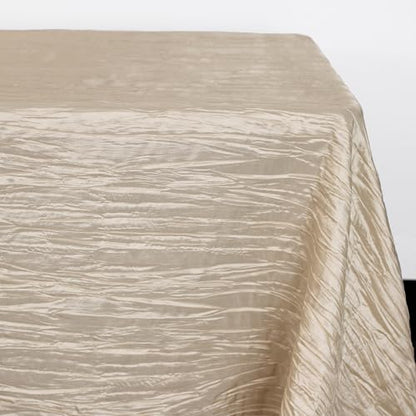 YOUR CHAIR COVERS - 90 x 132 inch Rectangular Crinkle Taffeta Tablecloth - Champagne, Rectangle Table Linens for 6 ft Rectangular Tables, Wedding Crushed Table Cloth - color: Champagne, size: 132" x 90" (Rectangular)
