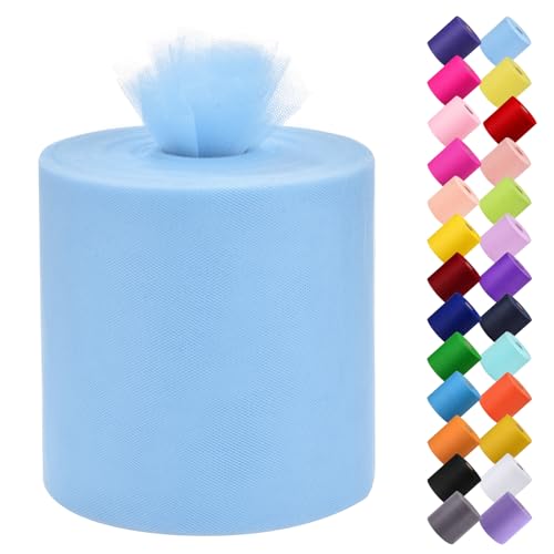Tulle Fabric Roll, 6” by 200 Yards (600FT) Tulle Organza Fabric Spool for DIY Tutu Skirt Baby Shower Decor Wedding Backdrop Crafts Birthday Party Supplies(Aqua Blue) - color: Aqua Blue