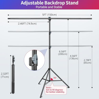 2-in-1 White Backdrop Green Screen Backdrop Stand Kit, 5x6.5 ft Greenscreen Background with Stand for Streaming, Zoom, Photography, Video with Clips & Carrying Bag - color: Green White, size: 5x6.5ft