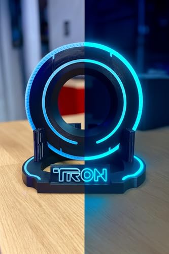Futuristic Identity Disk Display with Stand Inspired by Tron Disc