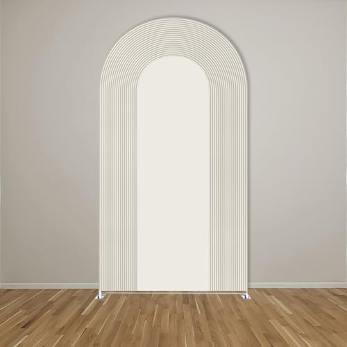 Ripples Arch Backdrop Cover Spandex Background for Baby Birthday Baby Shower Wedding Party Decoration (Beige Ripples,7.2x4ft) - color: Beige Ripples, size: 7.2x4ft