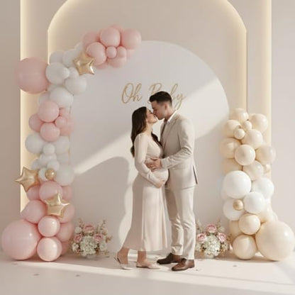 Double Sided 6.6FT White Arch Backdrop Cover Spandex Fitted Stretchy Arch Covers for Wedding Birthday Party Bridal Baby Shower Ceremony - color: White, size: 6.6FT