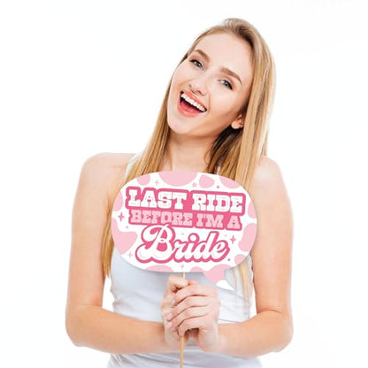 Big Dot of Happiness Funny Last Rodeo - Pink Cowgirl Bachelorette Party Photo Booth Props Kit - 10 Piece - color: Rodeo
