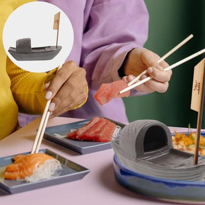 Healifty Decorative Sushi Plate Ornament Miniature Boat Cold Dish Boat Decor Japanese Sashimi Serving Platter for Seafood Presentation and Food Photography