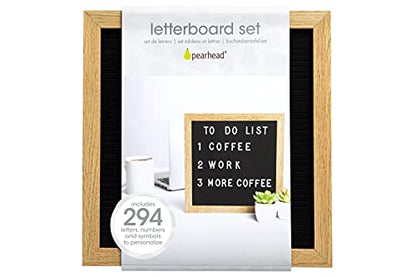 Pearhead Natural Wood And Black Felt Classic Letter Board Set, Includes 294 White Letters, Modern Reusable Message Sign, Gender Neutral Photo Prop, Nursery And Home Decor, 10" x 10" - color: Black