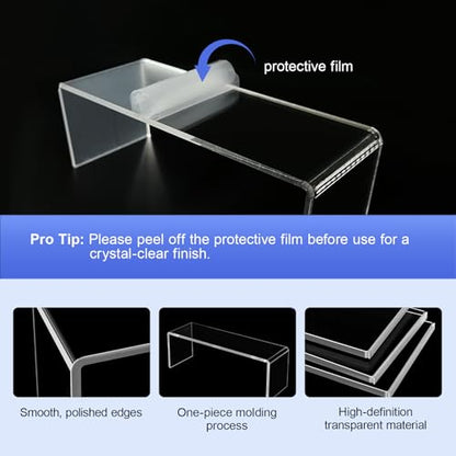 OVNTHYK Acrylic Risers 10 Pcs (2 Sets) – Large Display Risers, Clear Perfume Organizer Stands for Figures, Jewelry, Decorations, Cupcakes & Dessert Table Display
