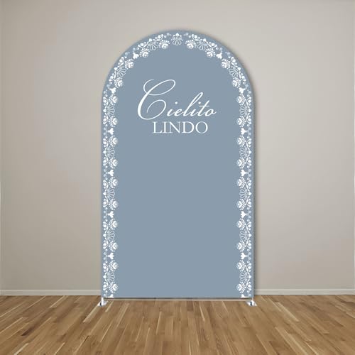 Arch Backdrop Cover Dusty Blue Mexican Fiesta Baptism Baby Shower Double-Sided Chiara Arch Spandex Fabric Cover for Wedding Parties Decorations (2.2x5ft Cover,g4047) - color: g4047, size: 2.2x5ft cover