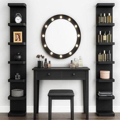 LitaEther Versatile 7 Tier Wall Shelf Unit,Black Lack Wall Shelf,Display Floating Shelf with Round Edge - color: Black, size: 7 tier