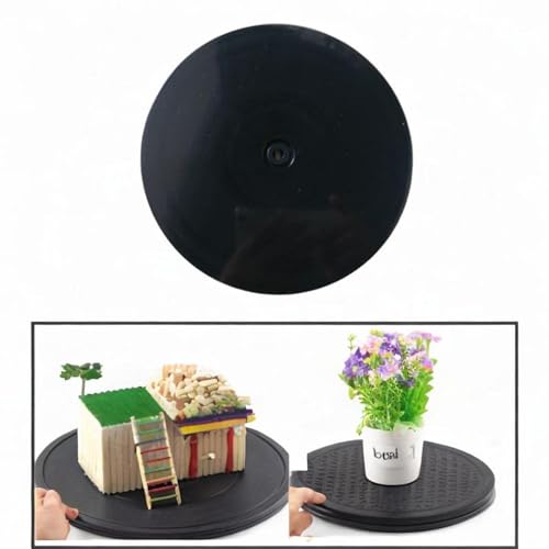 360 Degree Rotating Display Stand for Photos and Props with Acrylic Base for Various Settings, Black - color: Black