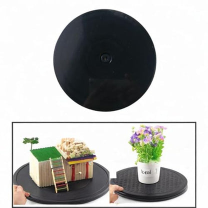 360 Degree Rotating Display Stand for Photos and Props with Acrylic Base for Various Settings, Black - color: Black