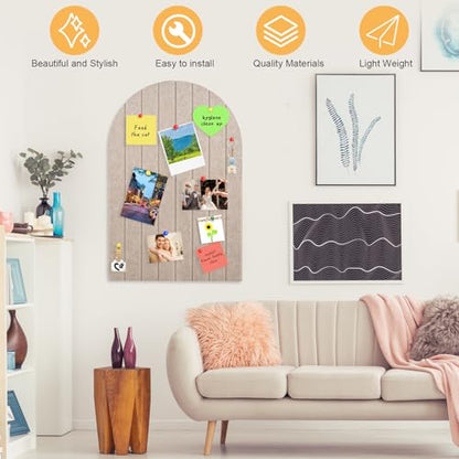 2 Pcs Foldable Felt Bulletin Board, 0.35" Thick Arch Fabric Pin Board with Adhesive Sticker, Large Cork Boards Wall Mount Memo Boards for Office Bedroom Living Room, Decorative Board (24x16 inch) - size: 24x16 inch