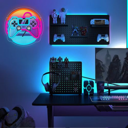 Gamer Neon Sign, Gaming Neon Sign for Gamer Room Decor Game LED Lights for Bedroom Wall Decor Gamepad Dimmable Neon Gaming Sign for Party Decorations Teen Boys Gift USB Powered(12.6"*12.6") - style: Gamepad
