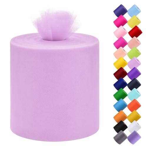 Tulle Fabric Roll, 6” by 200 Yards (600FT) Tulle Organza Fabric Spool for DIY Tutu Skirt Baby Shower Decor Wedding Backdrop Crafts Birthday Party Supplies(Lilac) - color: Lilac