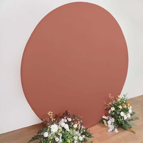 Efavormart 7.5ft Terracotta Round Spandex Arch Cover, 2-Sided Custom Fit Backdrop Stand Slipcover for Earthy Boho Weddings and Autumnal Event Decor - color: Terracotta, size: Round