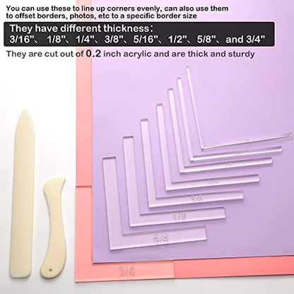 10 Pieces Creative Positioning Pieces Card Corners Helpers with Bone Folder Tool Stamping Corners Paper Craft Supplies Scrapbooking Tools for Paper Craft Card Making and Scrapbooking (Transparent)