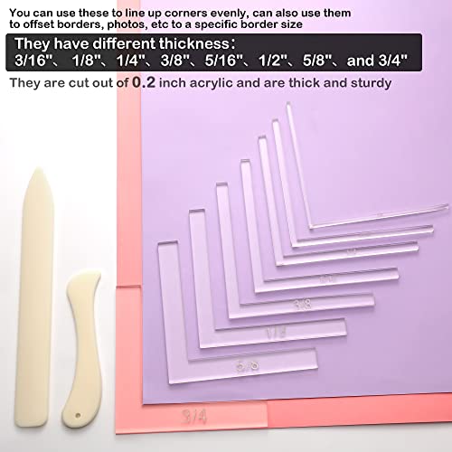 10 Pieces Creative Positioning Pieces Card Corners Helpers with Bone Folder Tool Stamping Corners Paper Craft Supplies Scrapbooking Tools for Paper Craft Card Making and Scrapbooking (Transparent)