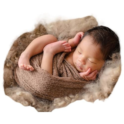 Zeroest Newborn Photo Prop Stretch Knit Wrap for Baby Photography Newborn Photoshoot Outfits Boys Girls Posing Blanket (Soft Brown) - color: Soft Brown