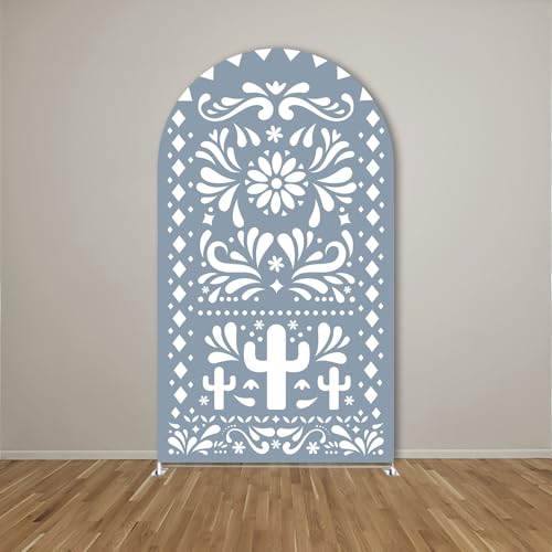 Arch Backdrop Cover Dusty Blue Mexican Fiesta Baptism Baby Shower Double-Sided Chiara Arch Spandex Fabric Cover for Wedding Parties Decorations (3x6ft Cover,g4043) - color: g4043, size: 3x6ft cover