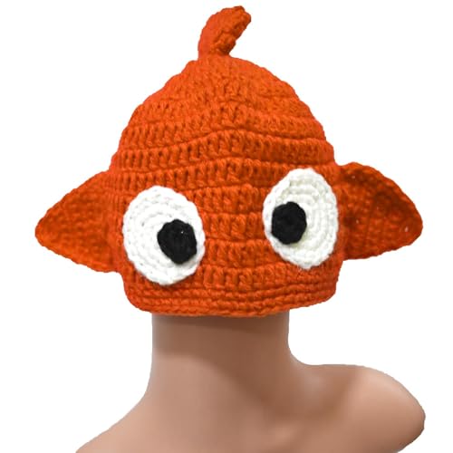 Handmade Knitted Cute Little Goldfish Beanie Crochet Hat Photography Prop Cap - size: Small