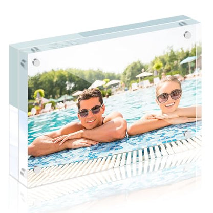 1 Pack 8x10 Acrylic Picture Frames, Premium Acrylic Photo Frame, Double-Sided Magnetic Picture Frames Clear Thickness Lucite Frameless Transparent Square Frame Gift for Home Office Desktop Display - size: 8X10-1