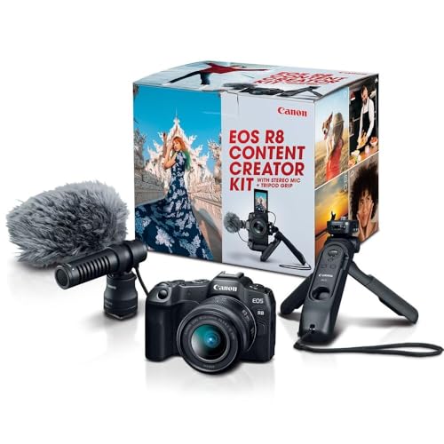 Canon EOS R8 Mirrorless Camera Content Creator Kit with RF 24-50mm f/4.5-6.3 is STM Lens (5803C037) + 64GB Memory Card + Photography Software + Filter Kit + LPE17 Battery + Charger + More