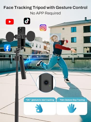 USKEYVISION Vlogging Kit for iPhone&Android,Content Creator Essentials,YouTube Starter Kit w/Wireless Microphone&Remote,68” Auto Face Tracking Tripod for iPhone w/Light for TikTok Video Recording - style: Vlogging Kit-A