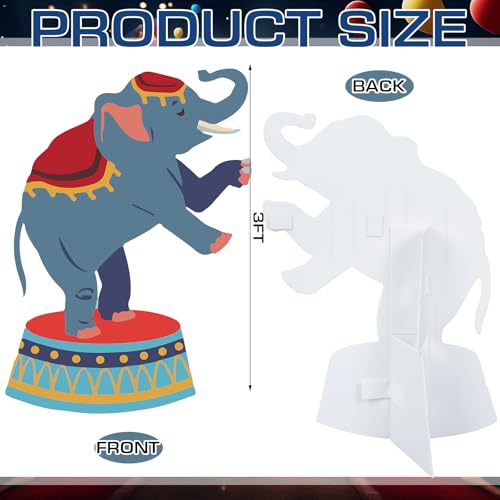 Colingmill Carnival Circus Party Decoration 3ft Circus Theme Birthday Party Supplies Elephant Show Cardboard Cutout Standup Photo Booth Backdrop Props Life Size for Birthday Carnival Weddings - style: Elephant Show