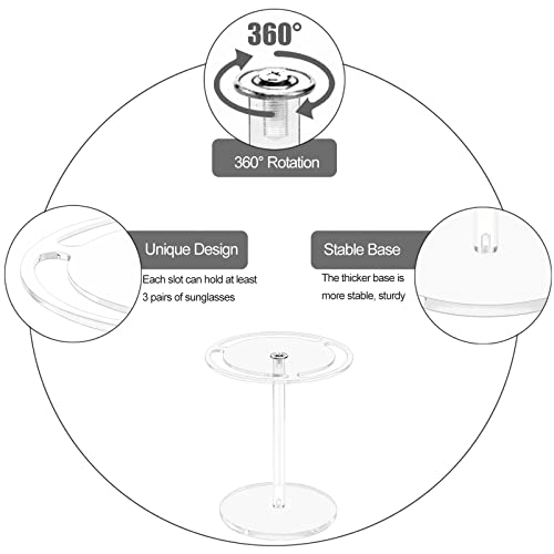 Acrylic Sunglasses Holder Stand with 360 Rotating, Eyeglasses Display Rack Clear Glass Tabletop Organizer - color: Clear
