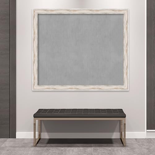 Amanti Art White Framed Magnetic Board 45x53 Oversize Vision Board for use with Magnets, 100% Metal Sheet to Display Items as Office Decor or for Home Organization in mudroom, Kitchen or Kids Room - color: Alexandria White Wash, size: 53"W x 45"H