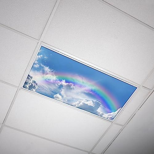 OCTO LIGHTS Fluorescent Light Covers Rainbow Cloud Sky Panel for Ceiling Lights, Light Covers for Ceiling Lights Classroom 2x4 (22.38"x46.5") Backlit Film Insert for Fluorescent Fixtures (Pack of 1) - color: Rainbow Cloud, size: 1pk