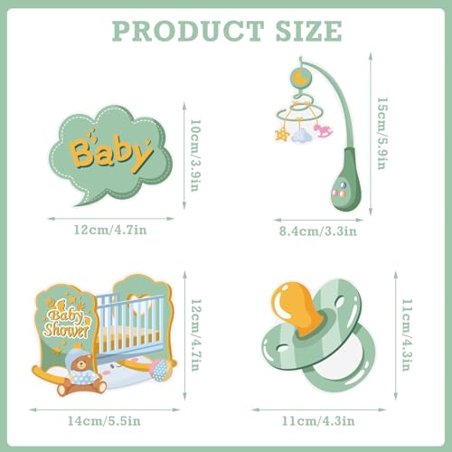 SUNBEAUTY 36 PCS Sage Green Baby Shower Photo Booth Props - Neutral Greenery Oh Baby Decorations - color: Sage Green Baby Shower