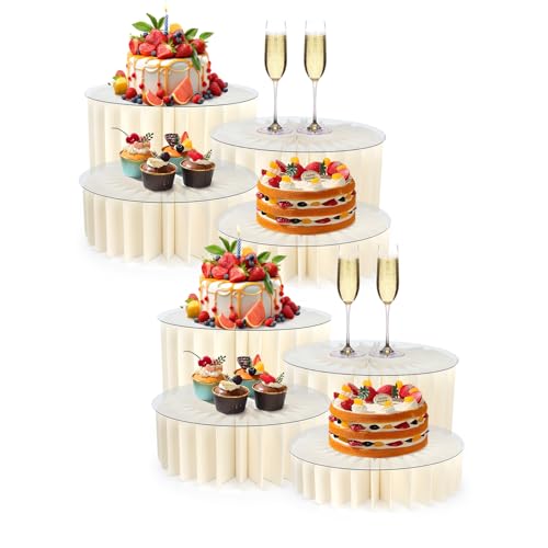 Buffet Risers Food Risers for Buffet Table Acrylic Risers Display Stands Tall Cake Stands Cylinder Stands for Party Pedestal Cake Stand Dessert Table Display Set Cupcake Stands Cupcake Display (8 Pcs White) - size: 8 Pcs White