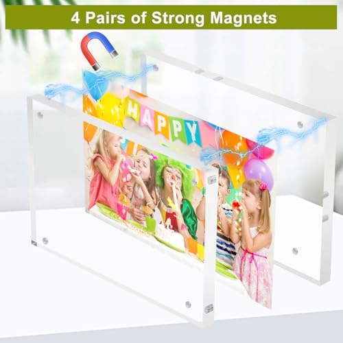 5x7 Acrylic Picture Frame 10 Pack, Clear Picture Frames Double Sided Magnetic Acrylic Frames Freestanding Photo Block Frame Desktop Display Floating Frameless Frame Stand - size: 5"x7"